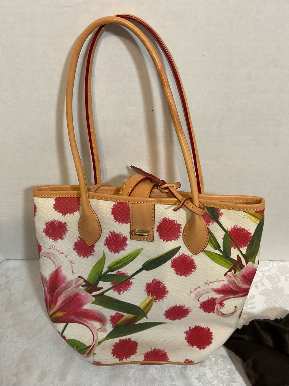 DOONEY & BOURKE Medium Cindy Tote Bag Lily Print Canvas RARE LIMITED EDITION